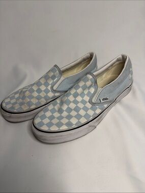 Vans Slip-On Checkerboard in Light Blue and White